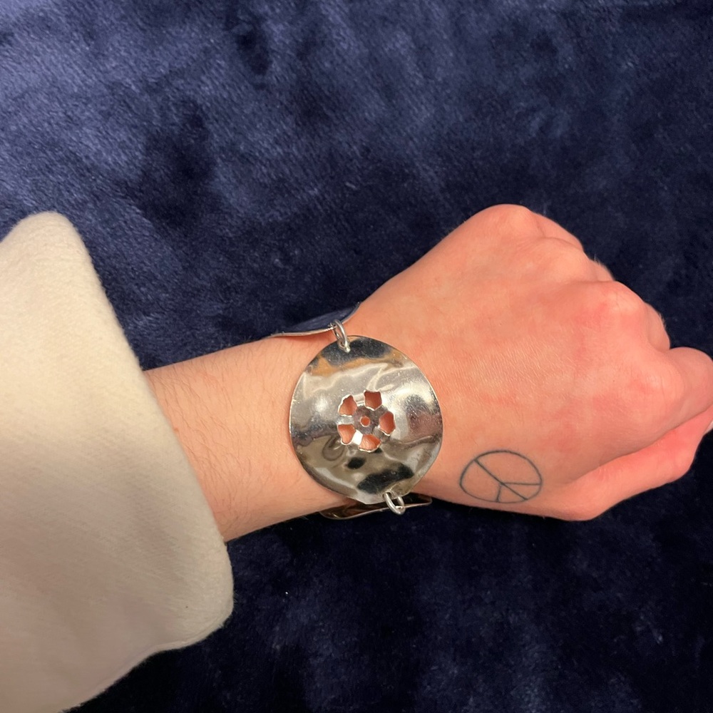 Vintage pounded silverware bracelet